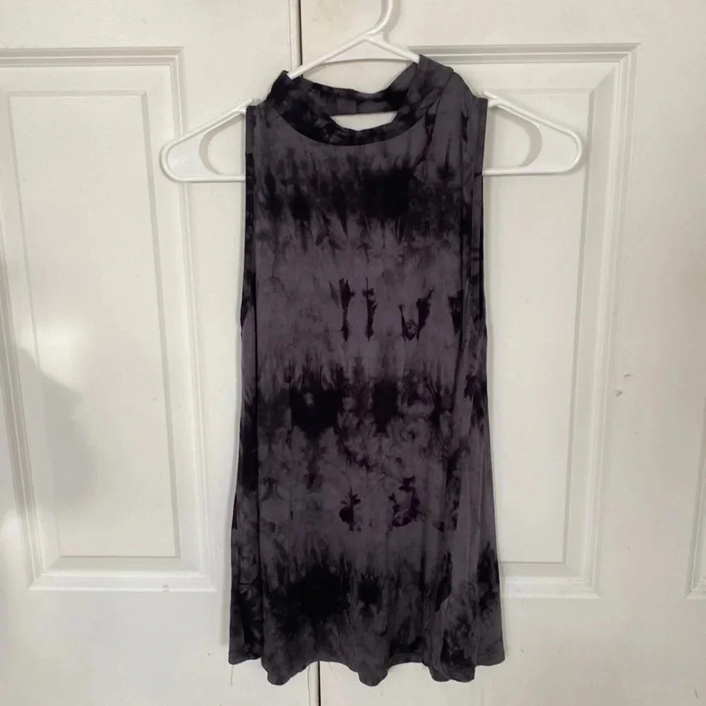 Ginger G tie-dye mini dress size medium black gray sleeveless